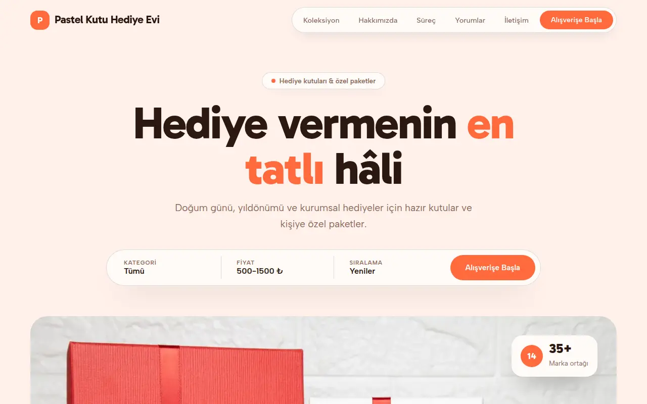 Giyim E-Ticaret Web Sitesi — Pastel Kutu Hediye Evi